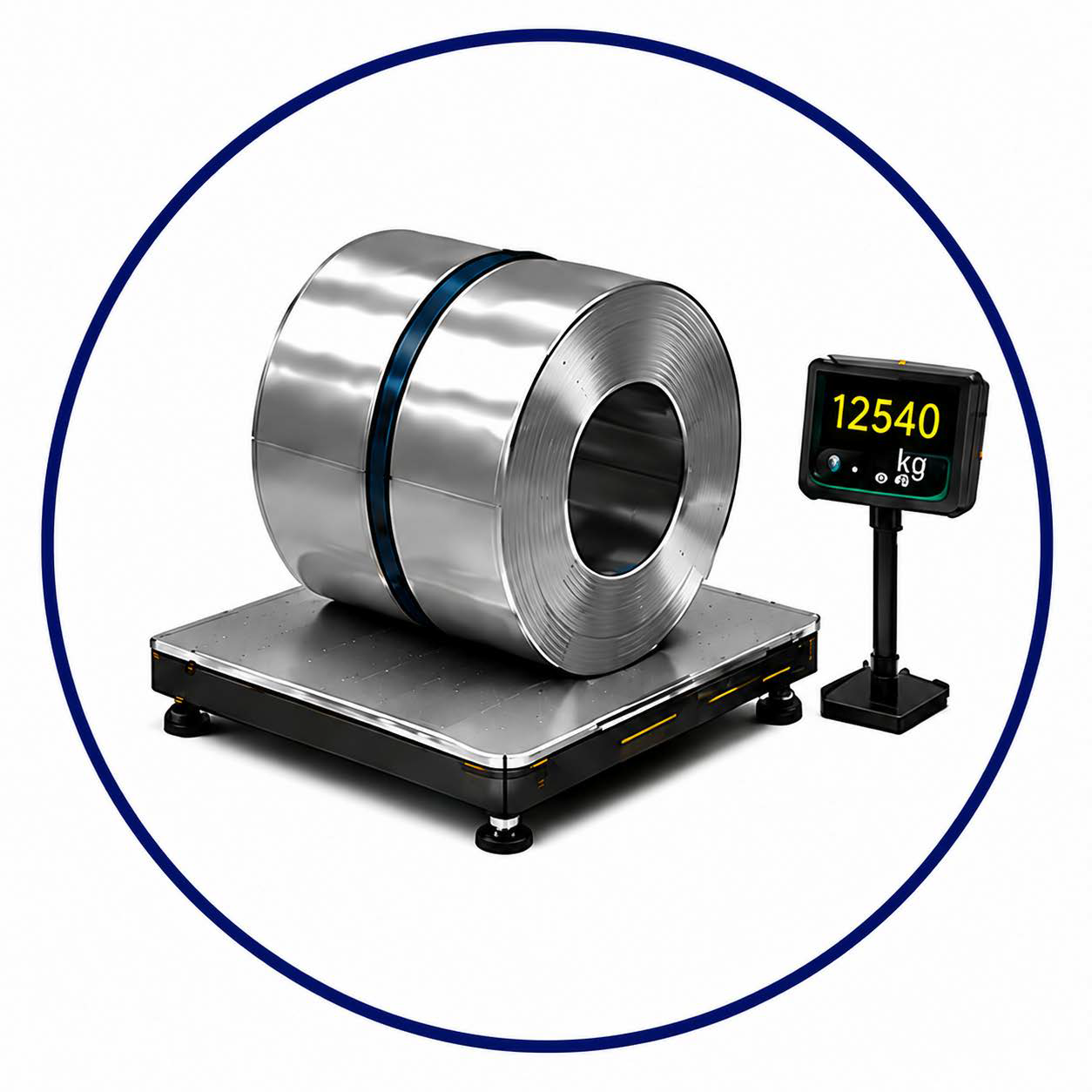 Coil weighing and dimensional measurement station